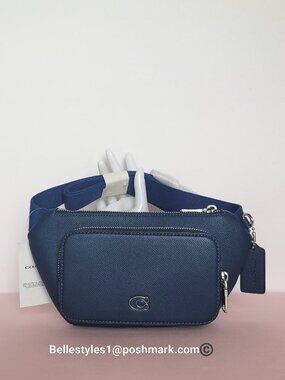 COACH Unisex BELT Bag in Crossgrain Leather- Deep Blue color⭐